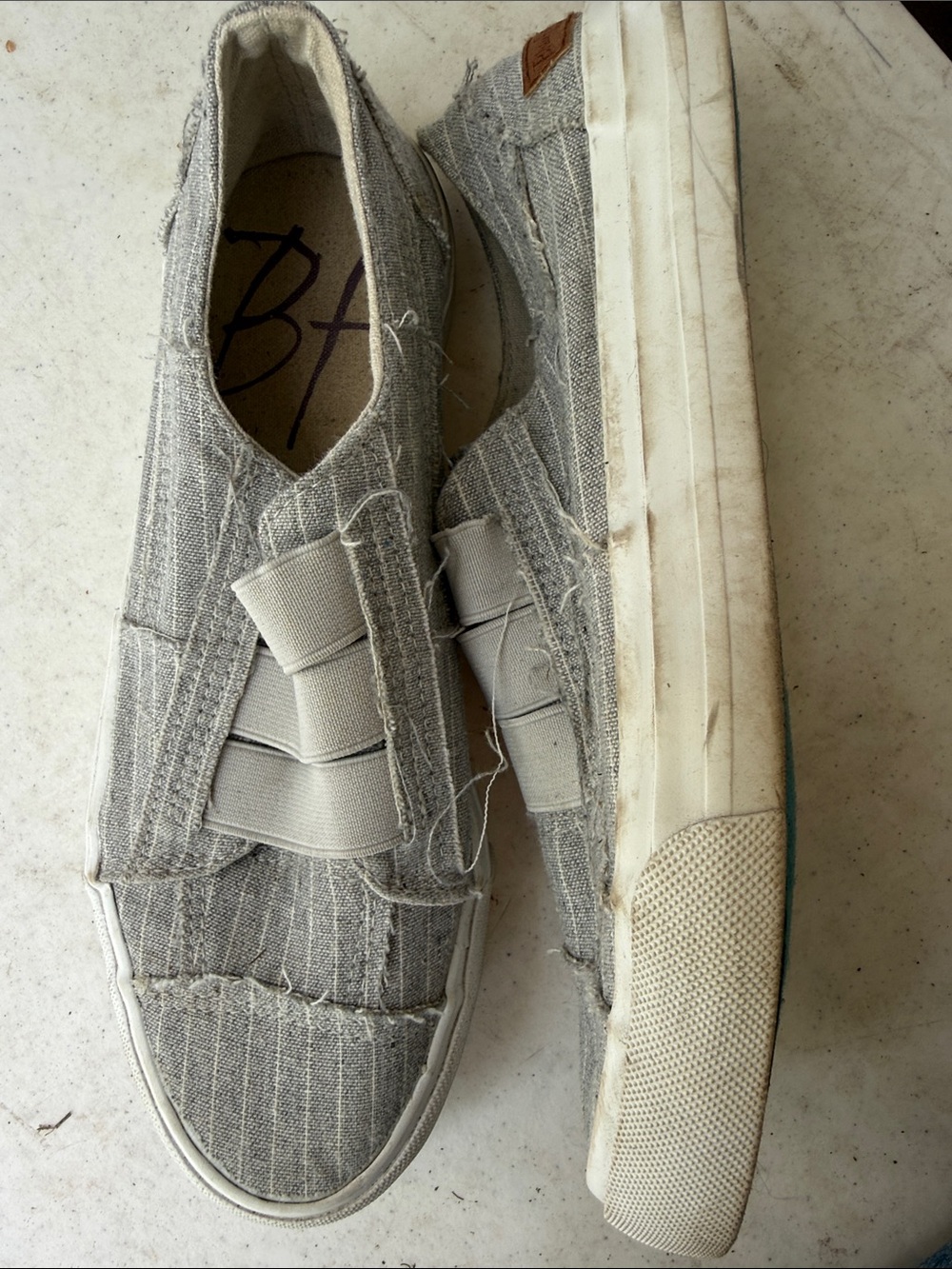 Blowfish Light Gray Frayed Canvas Slip-On Sneakers